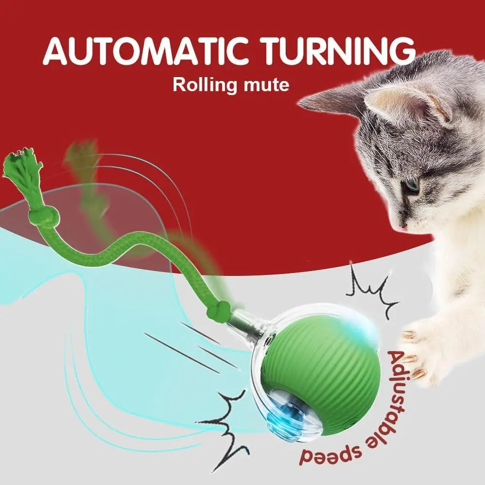 Interactive Rolling Cat Ball Toy with Automatic Obstacle Avoidance