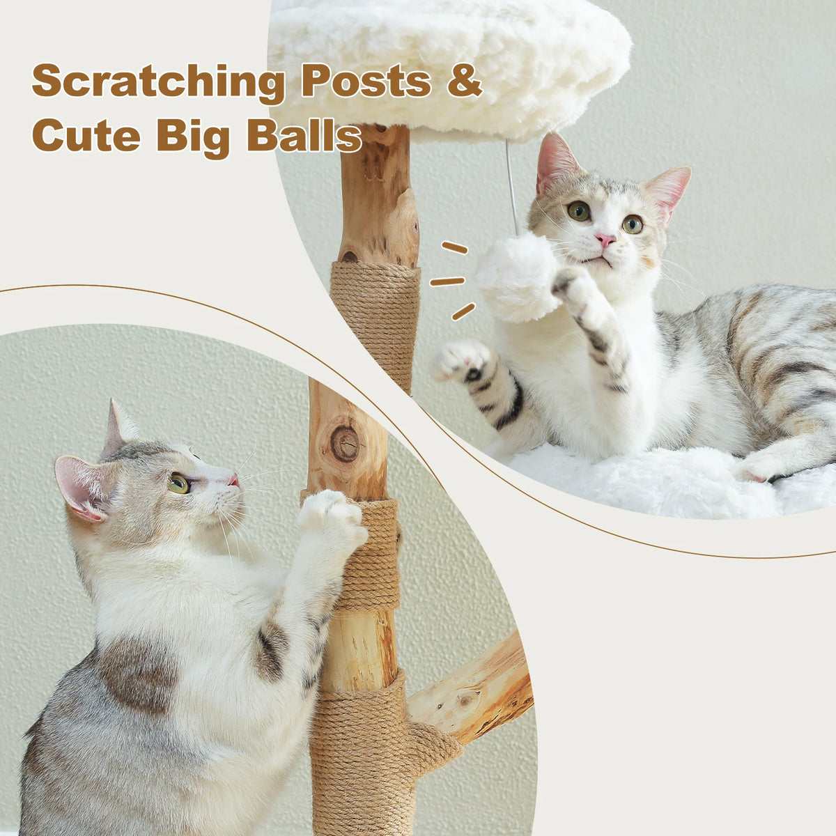 Modern Cat Tower with Two Flower Perches and Sisal Scratching Posts