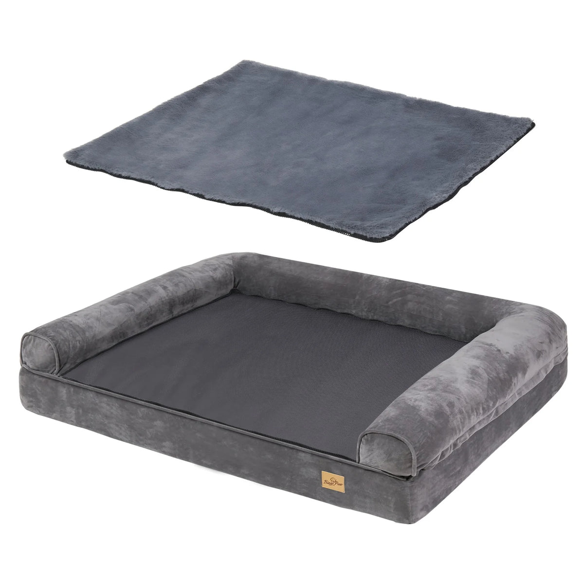 Sofa-Style Dog Bed with Raised Bolster Rim and Cushioned Base