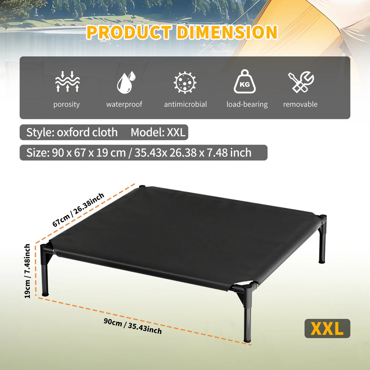 Elevated Pet Bed with Breathable Mesh for Indoor and Outdoor Rest
