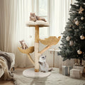 Modern Cat Climbing Tower with Scratching Post and Top Basket