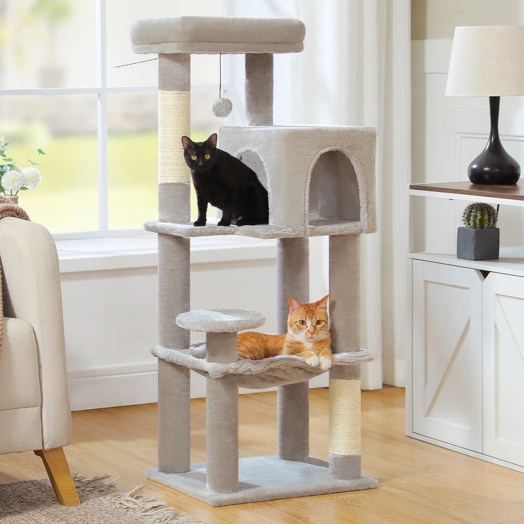 Five-Level Cat Tower with Perch, Condo, Hammock, and Sisal Scratching Posts