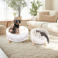 Plush Cat Bed Nesting Chair with Washable water-ready Cushion and Wood Legs