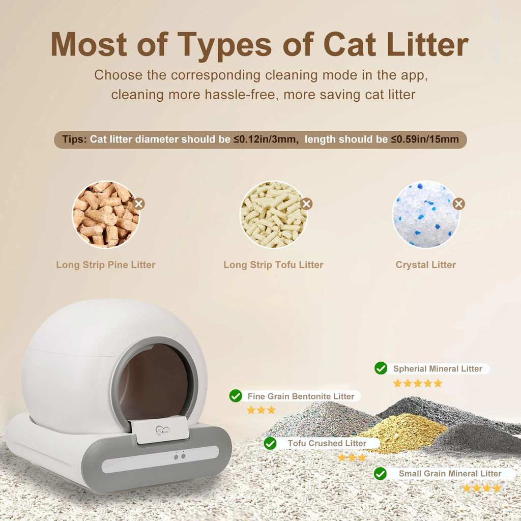 Self-Cleaning Cat Litter Box with App Control and Odor-Seal Door