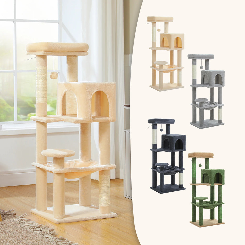 Five-Level Cat Tower with Perch, Condo, Hammock, and Sisal Scratching Posts
