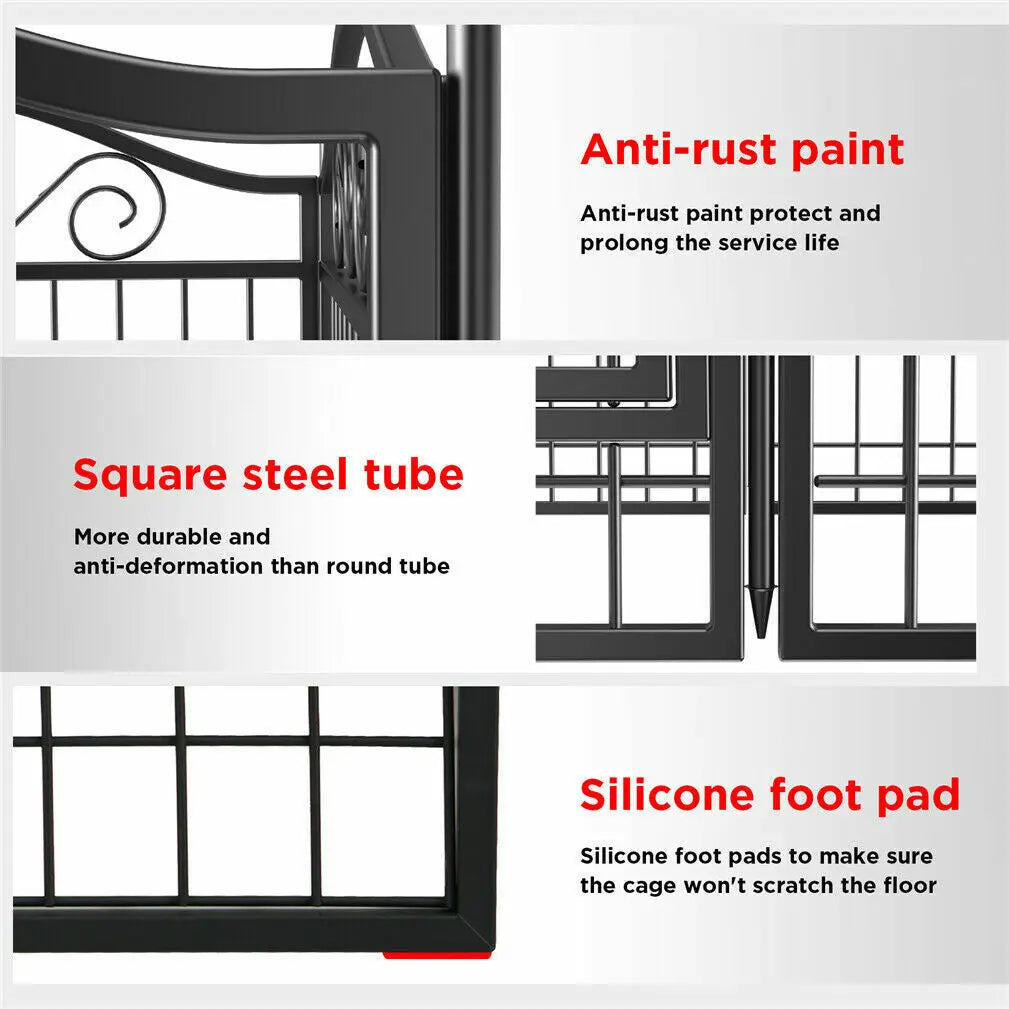 Foldable Eight-Panel Dog Playpen with Gate for Indoor and Outdoor Use