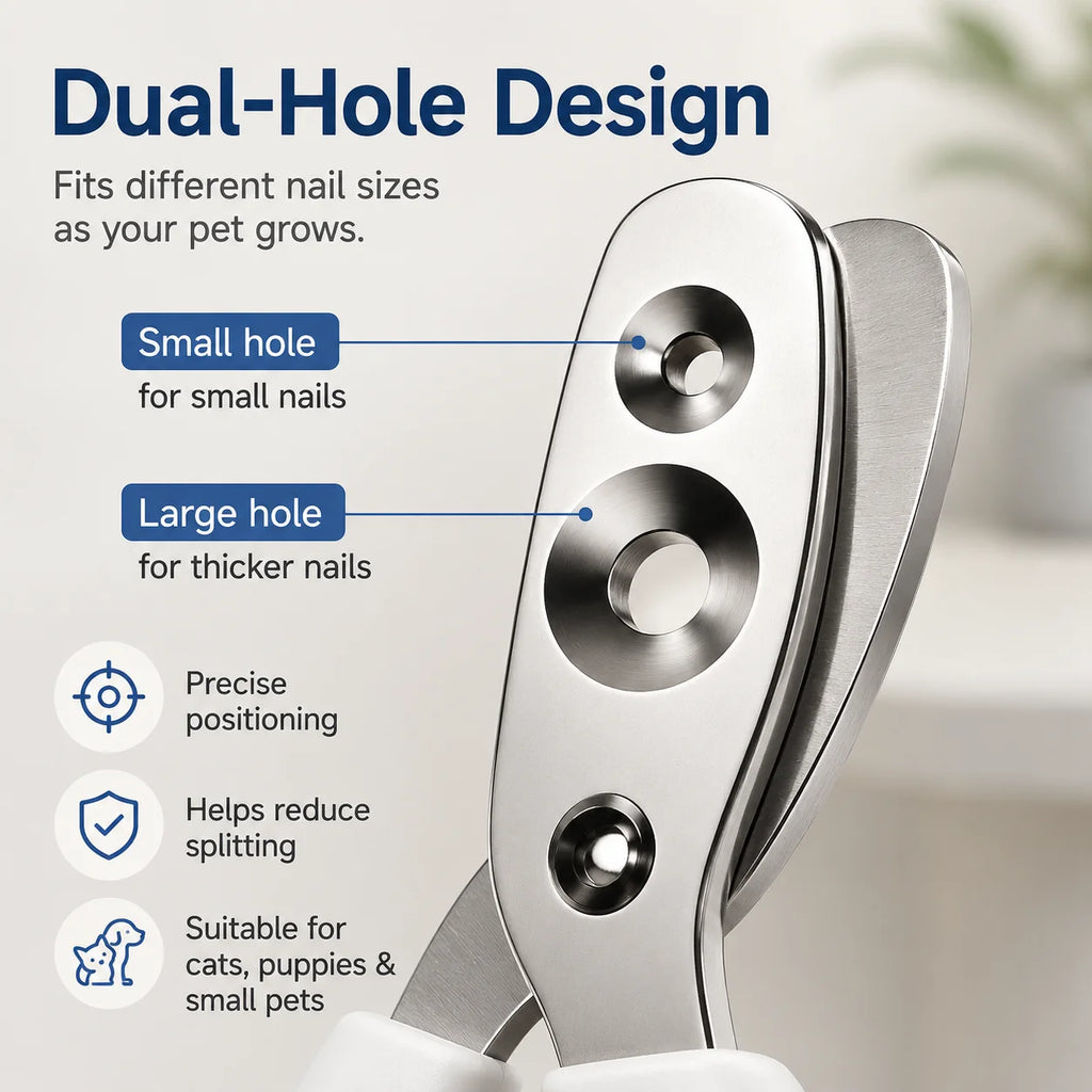 Dual-Hole Pet Nail Clippers for Cats, Dogs, and Small Pets