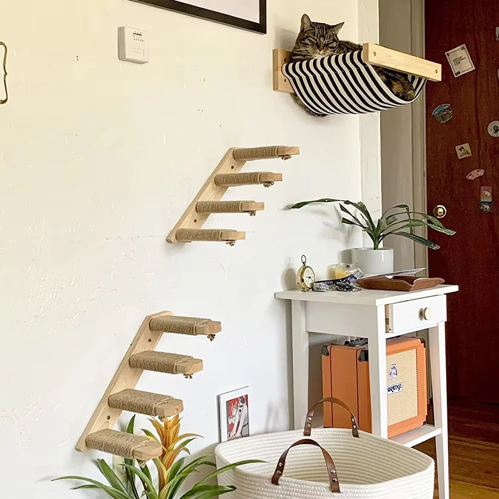 Wall-Mounted Cat Climbing Shelves for Exercise and Napping