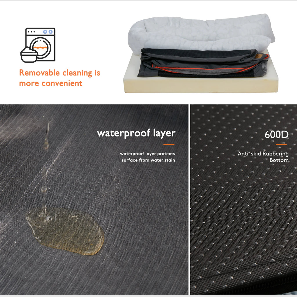 Super Soft Foam Dog Bed with Padded Bolster and Removable Cover