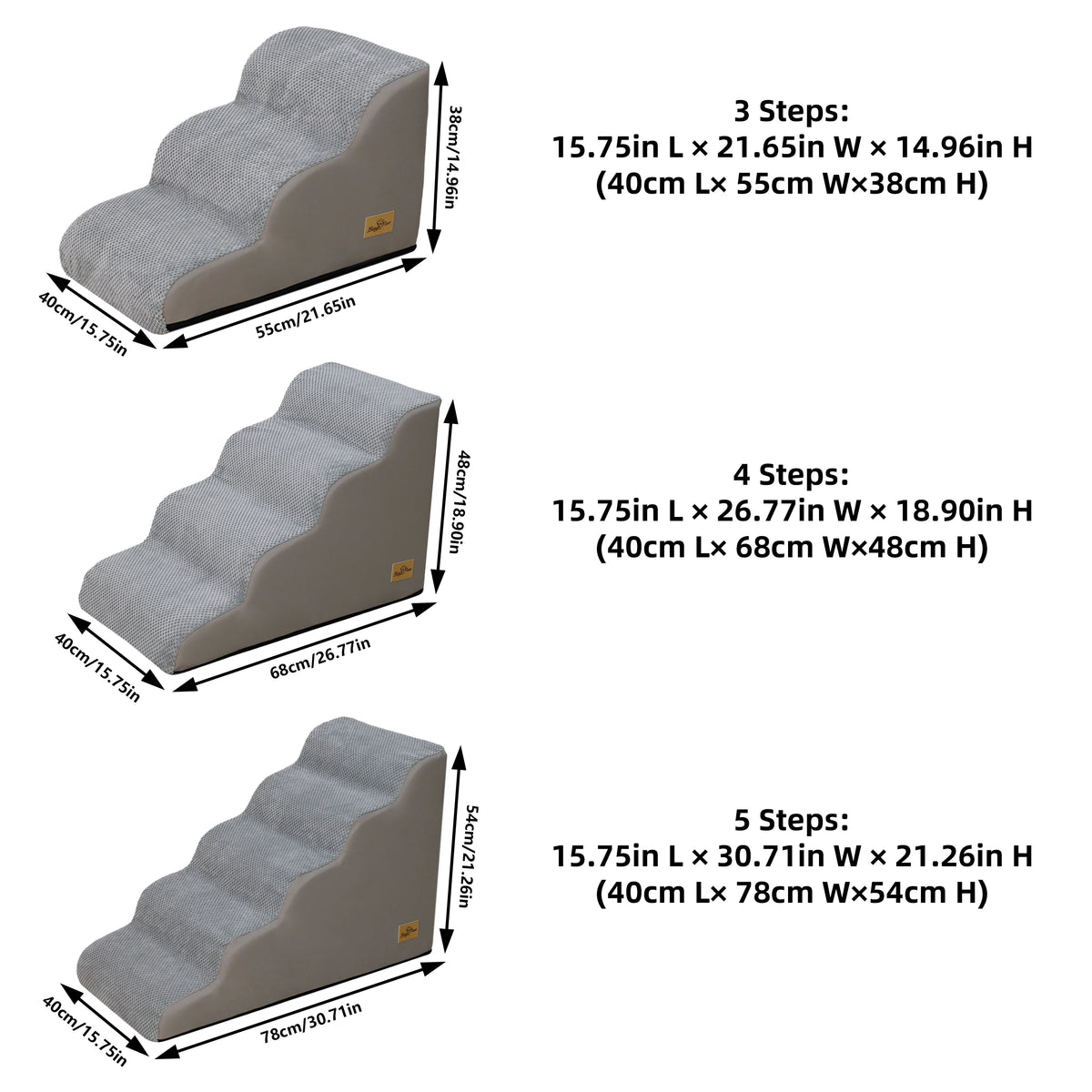 Small Dog Stairs with Non-Slip Surface and Removable Cover