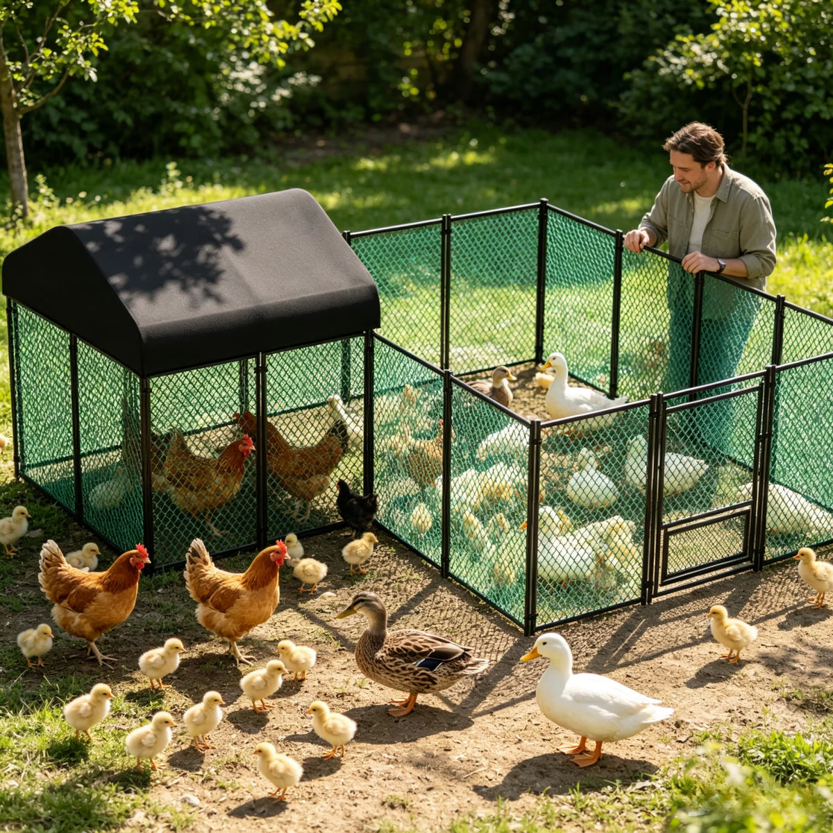 Outdoor Walk-In Poultry Enclosure with Gate and water-ready Cover