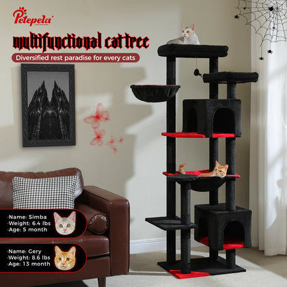 Multi-Level Cat Tower with Condos, Hammock, and Sisal Scratching Posts