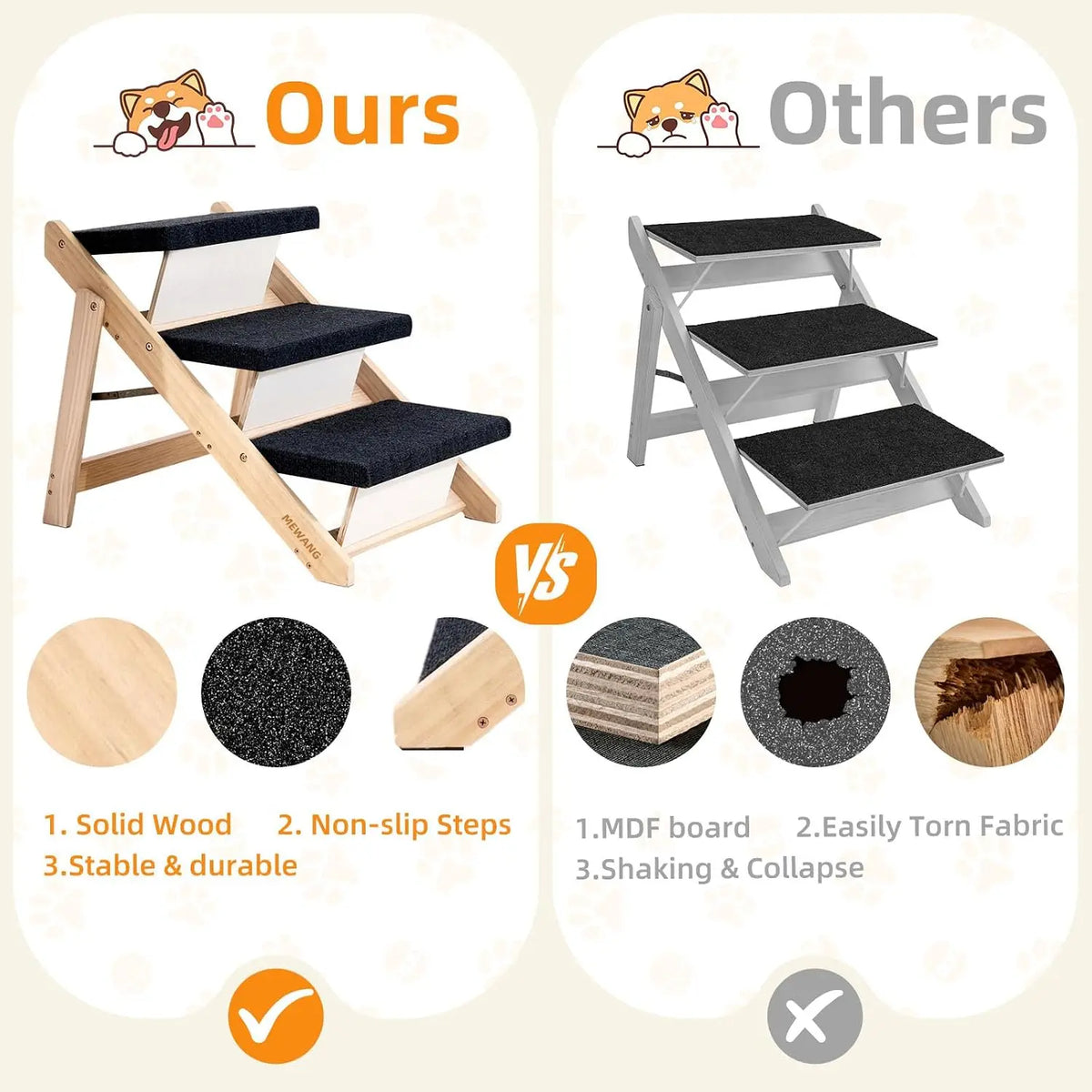 Foldable Pet Stairs and Ramp with Three Modes for Small Pets