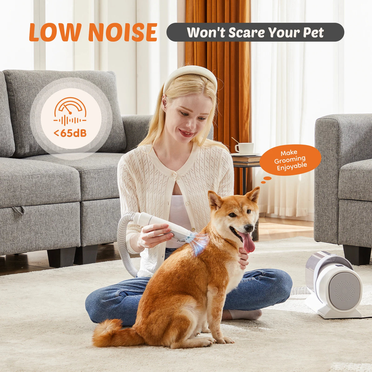 Low-Noise Pet Grooming Clipper with Ergonomic Grip and Dust Cup