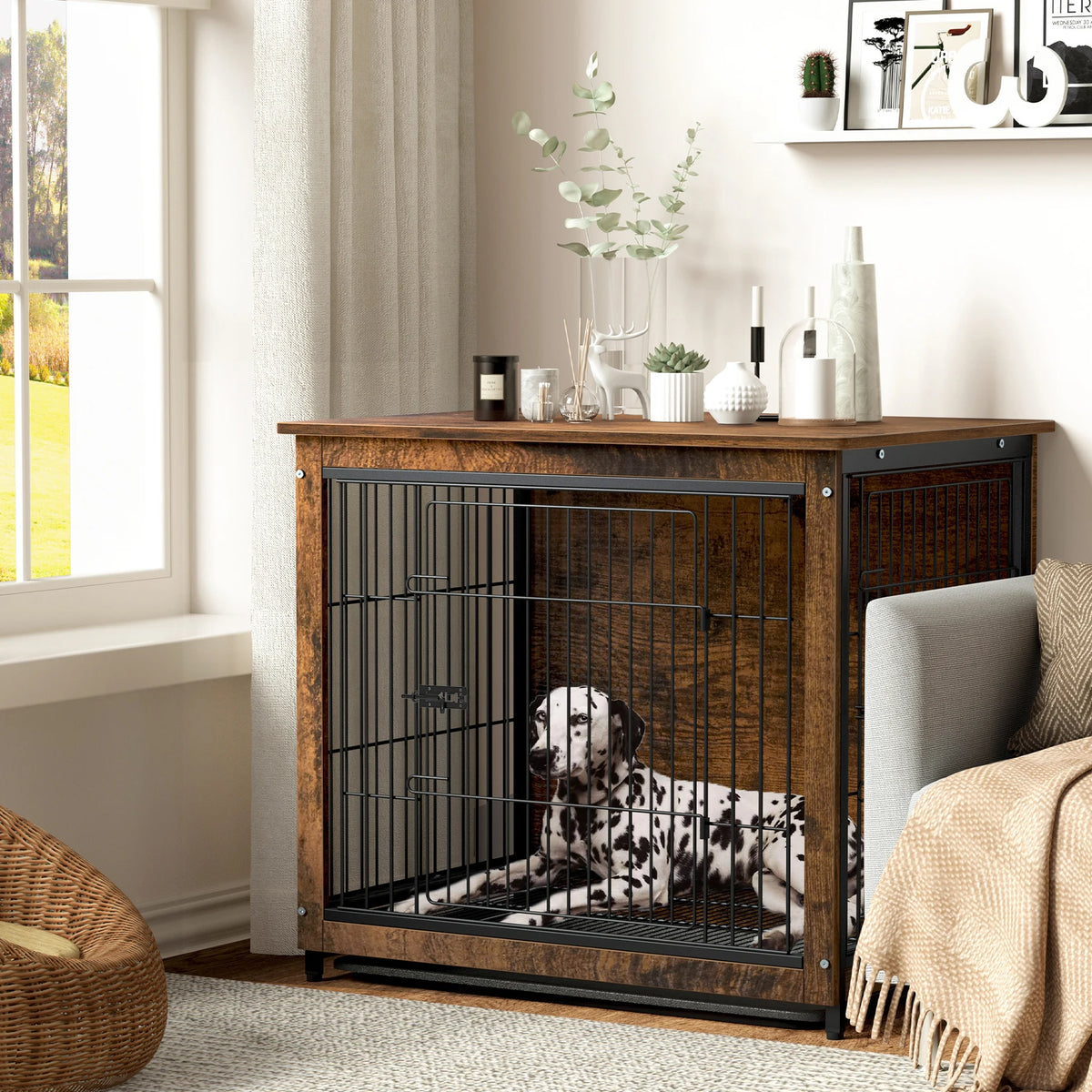 Furniture-Style Dog Crate End Table with Double Doors