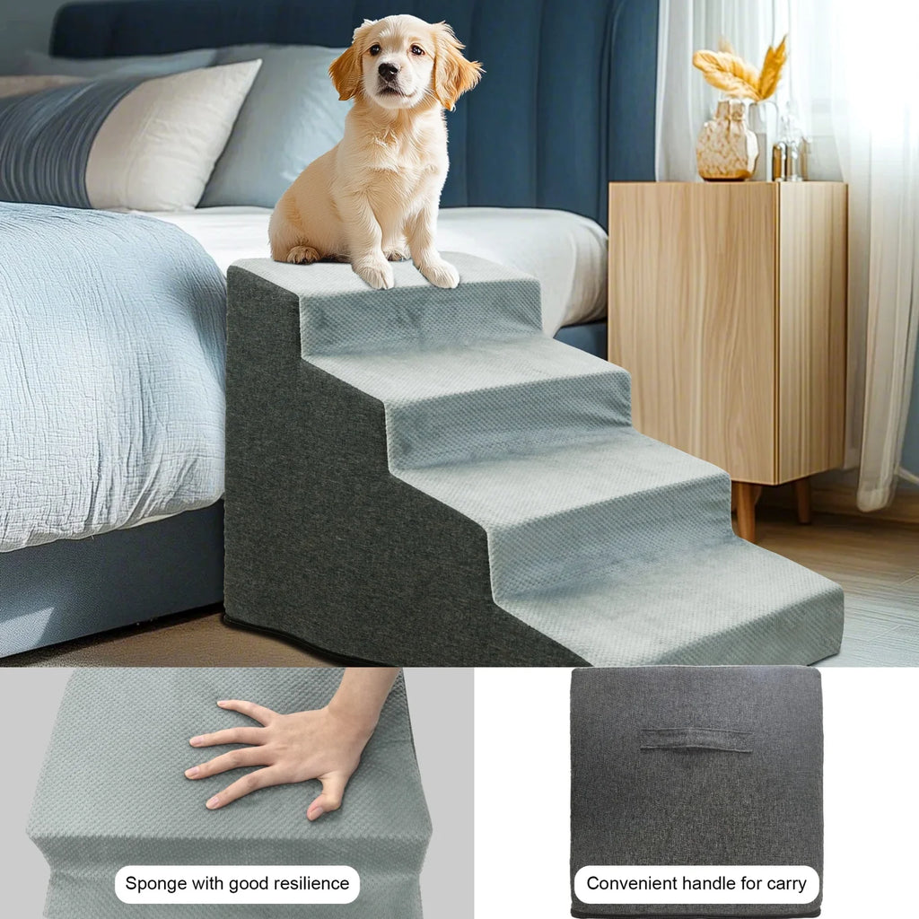 Non-Slip Dog Stairs for High Beds and Sofas with Washable Cover