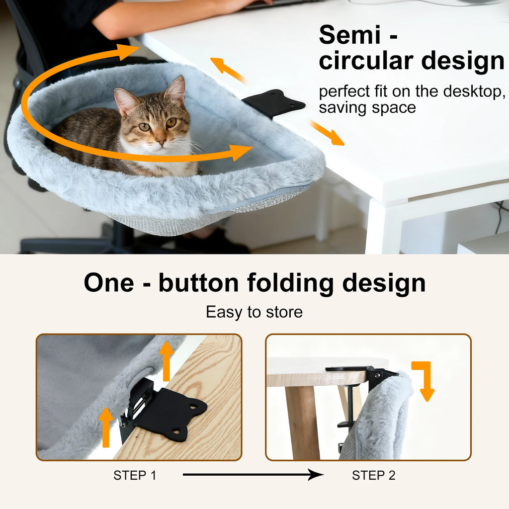 Foldable Sunken Cat Desk Bed for Home Office Cats