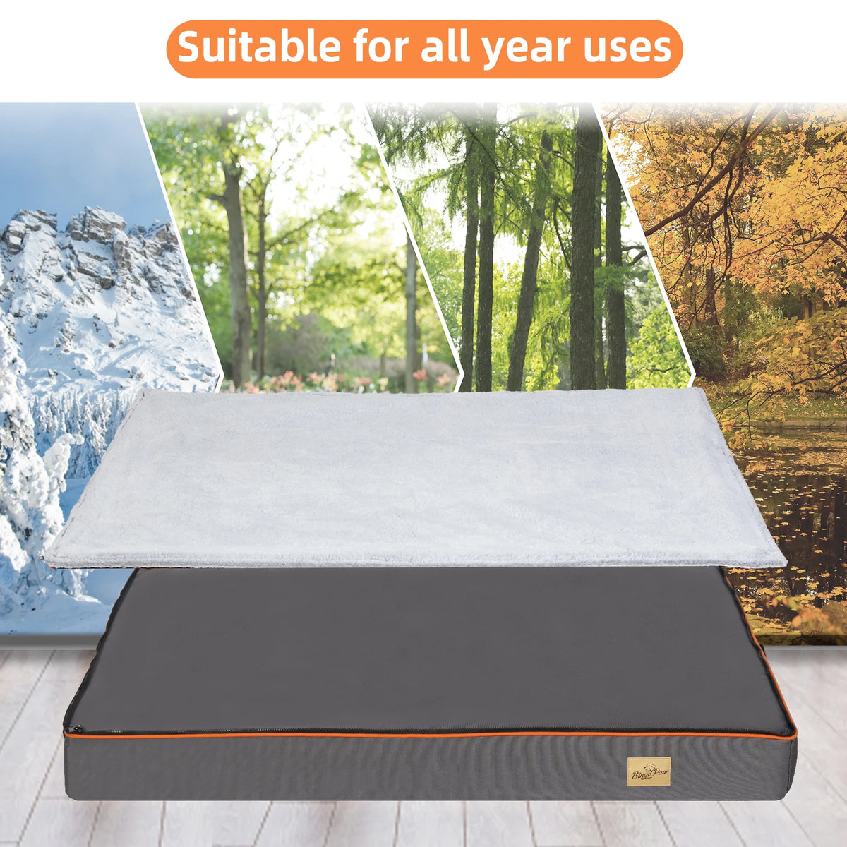 Padded Foam Dog Bed with Washable Cover and Carry Handle