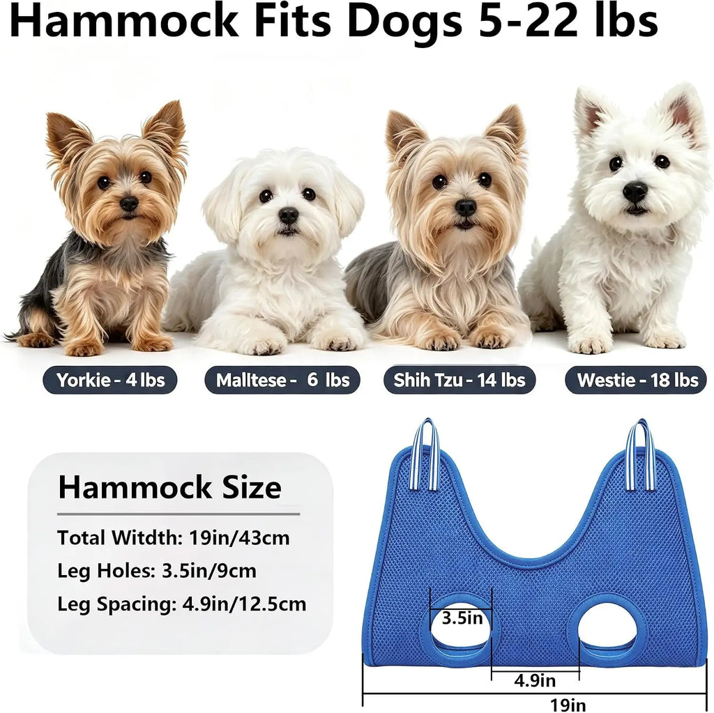 Dog Grooming Hammock with Clamp-On Arm for Home Nail Care