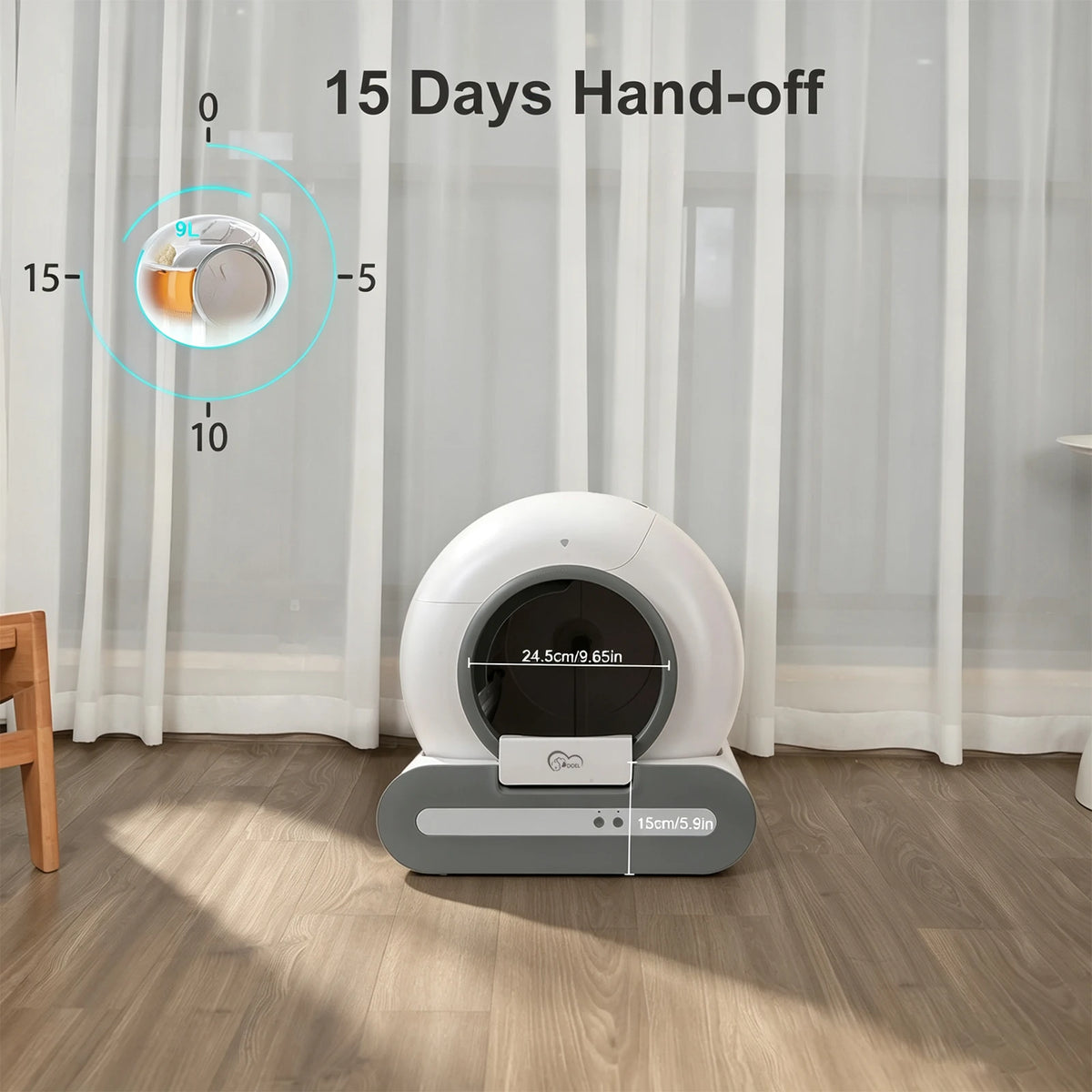 Self-Cleaning Cat Litter Box with App Control and Odor-Seal Door