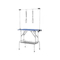 Foldable Dog Grooming Table with Dual Arms and Storage Shelf