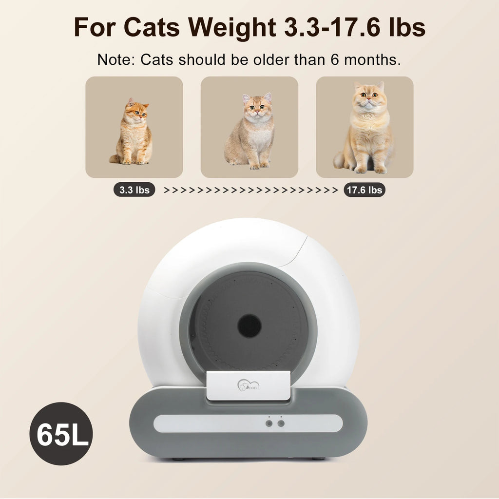 Self-Cleaning Cat Litter Box with App Control and Odor-Seal Door