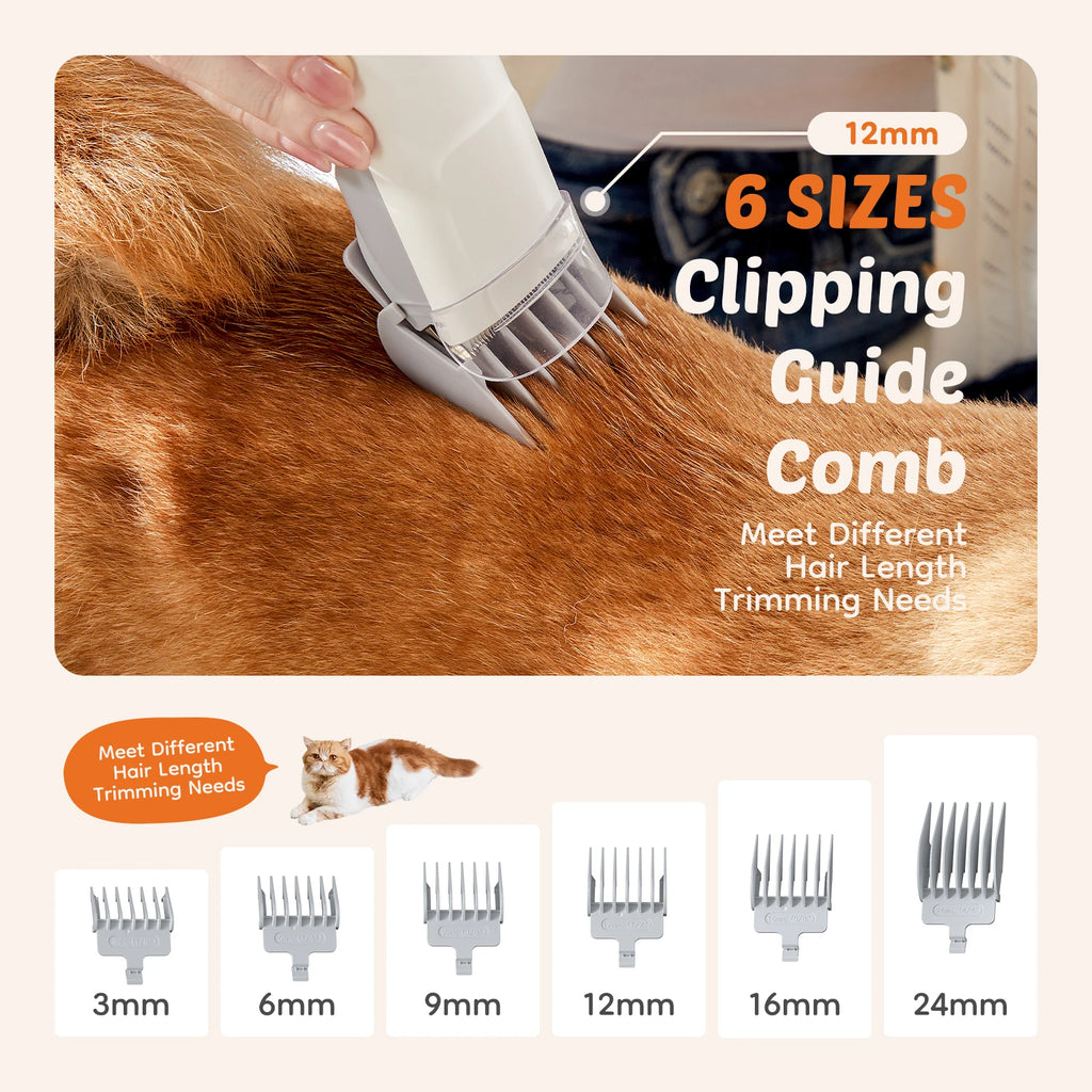 Low-Noise Pet Grooming Clipper with Ergonomic Grip and Dust Cup
