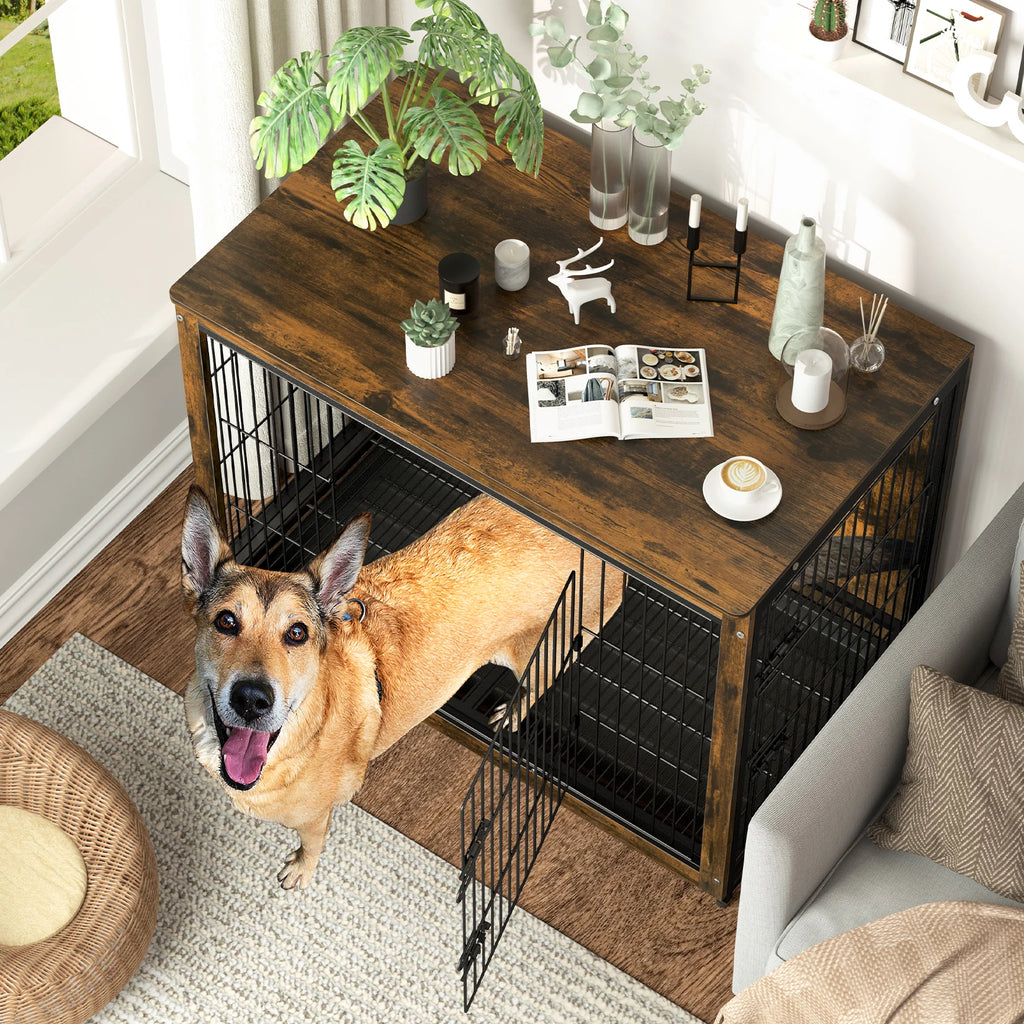 Furniture-Style Pet Cage and End Table with Double Doors