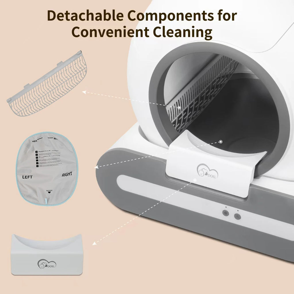 Self-Cleaning Cat Litter Box with App Control and Odor-Seal Door