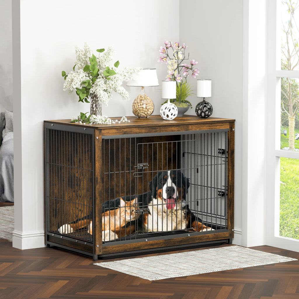 Furniture-Style Pet Cage and End Table with Double Doors