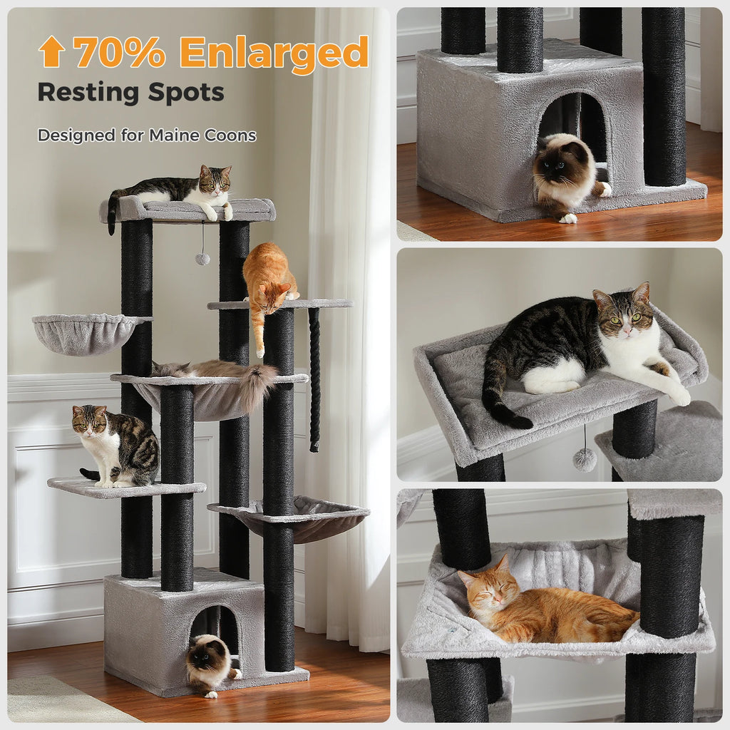 Multi-Level Cat Tree Built for Large Cats and Multi-Cat Homes