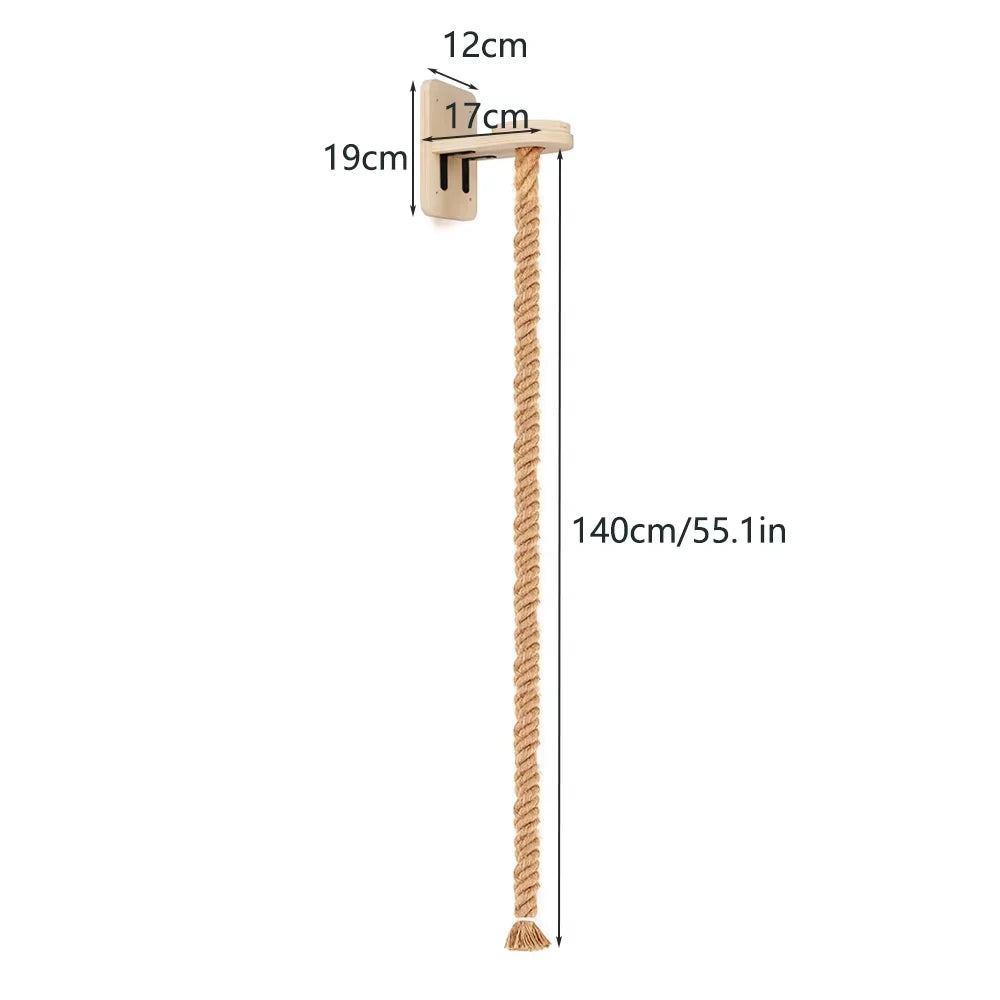 Wall-Mounted Cat Climbing Shelf and Rope Scratching Post
