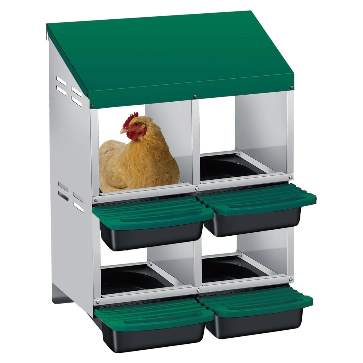 Wall-Mount or Freestanding Poultry Nesting Box with Roll-Out Egg Tray