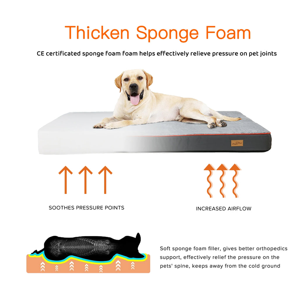 Padded Foam Dog Bed with Washable Cover and Carry Handle