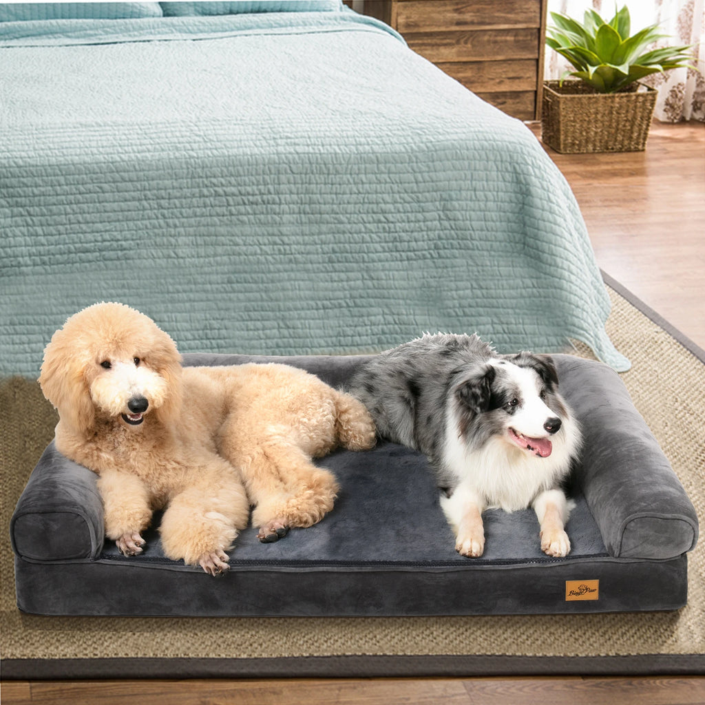 Sofa-Style Dog Bed with Raised Bolster Rim and Cushioned Base