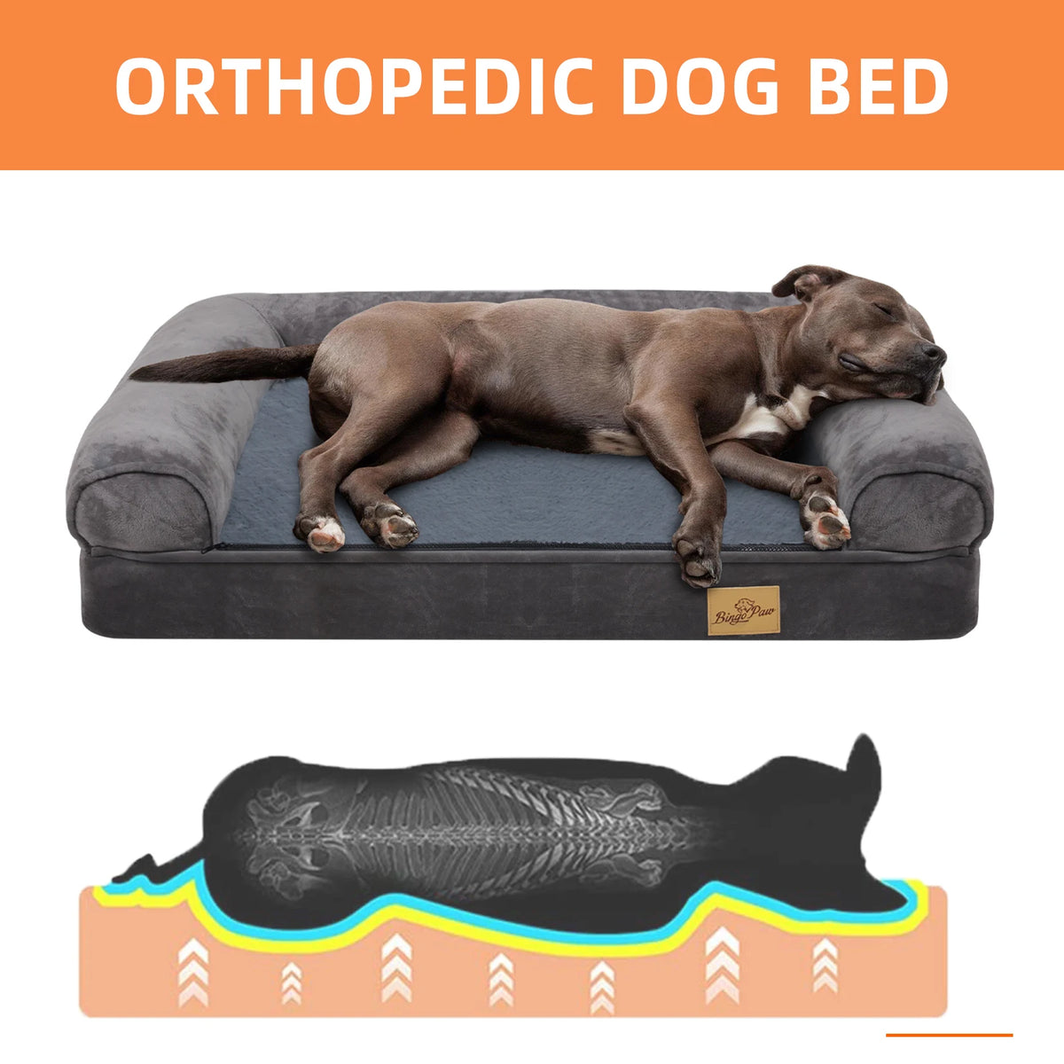 Sofa-Style Dog Bed with Raised Bolster Rim and Cushioned Base