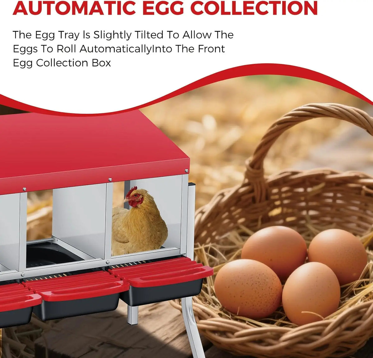 Wall-Mount or Freestanding Poultry Nesting Box with Roll-Out Egg Tray