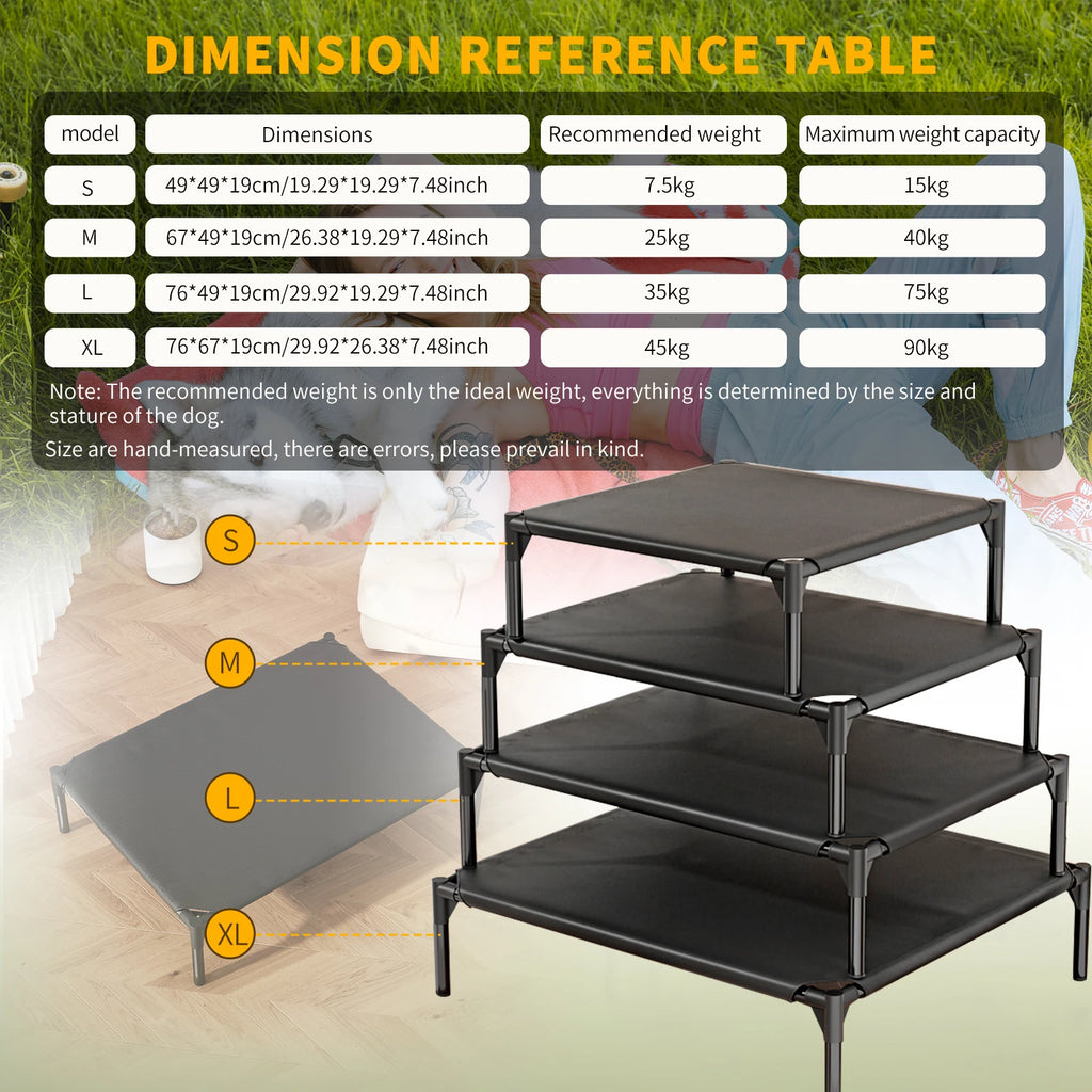 Elevated Pet Bed with Breathable Mesh for Indoor and Outdoor Rest