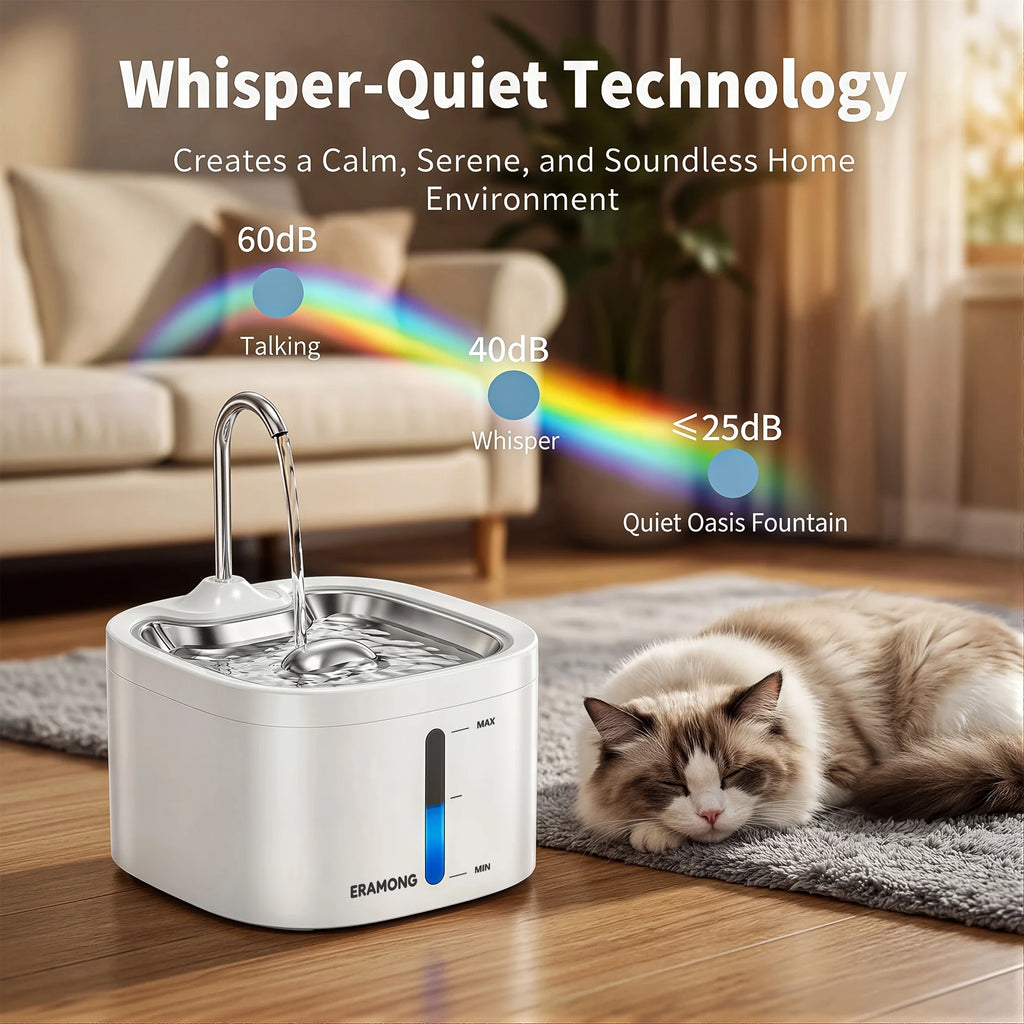 Automatic Pet Water Fountain With Stainless Steel Tray for Cats and Small Dogs