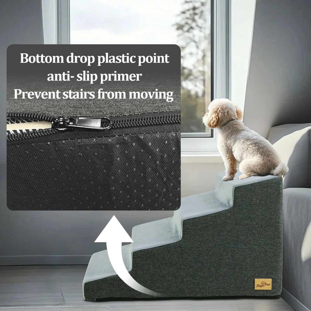 Non-Slip Dog Stairs for High Beds and Sofas with Washable Cover