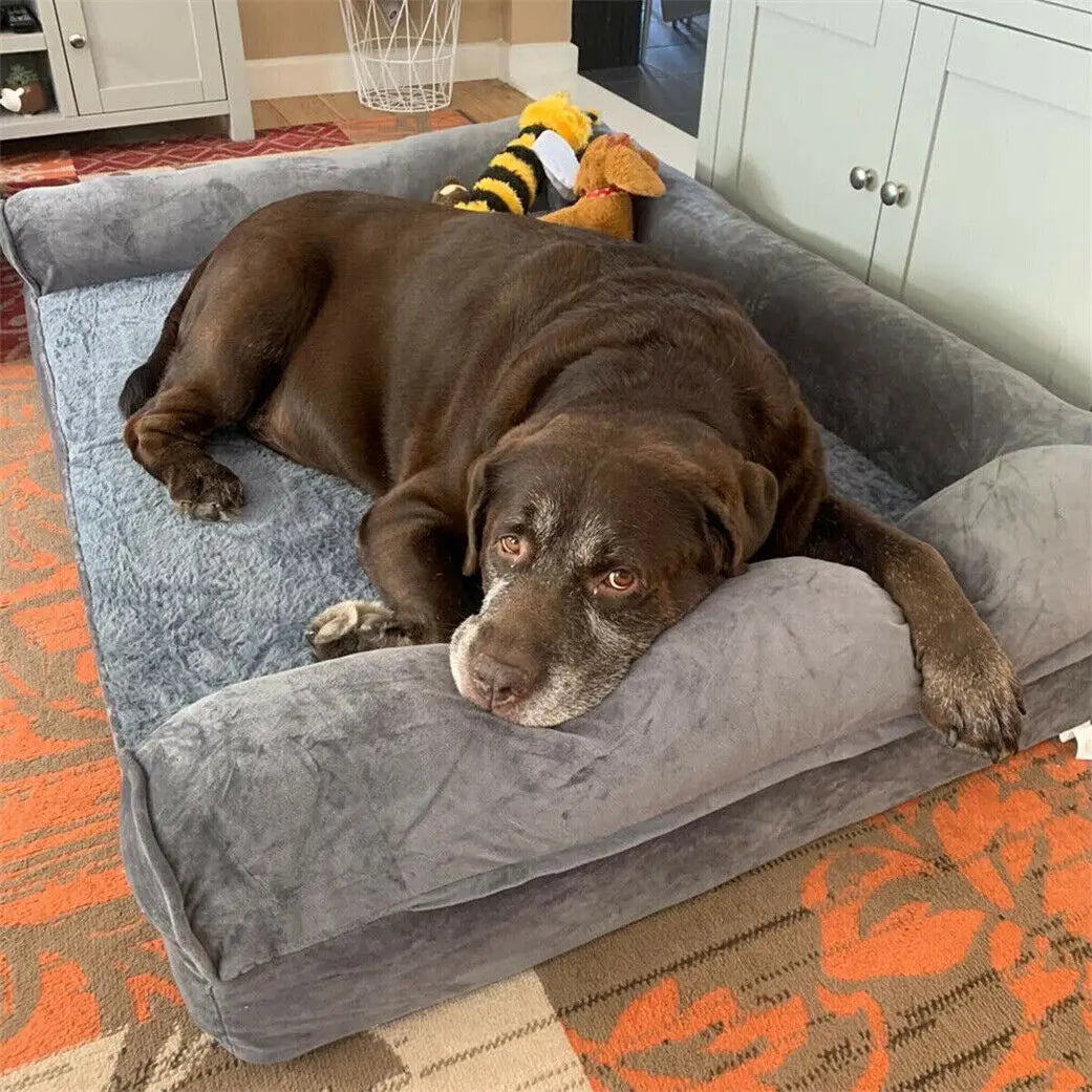 Supportive Pet Mattress with Bolster Edges and Washable Cover