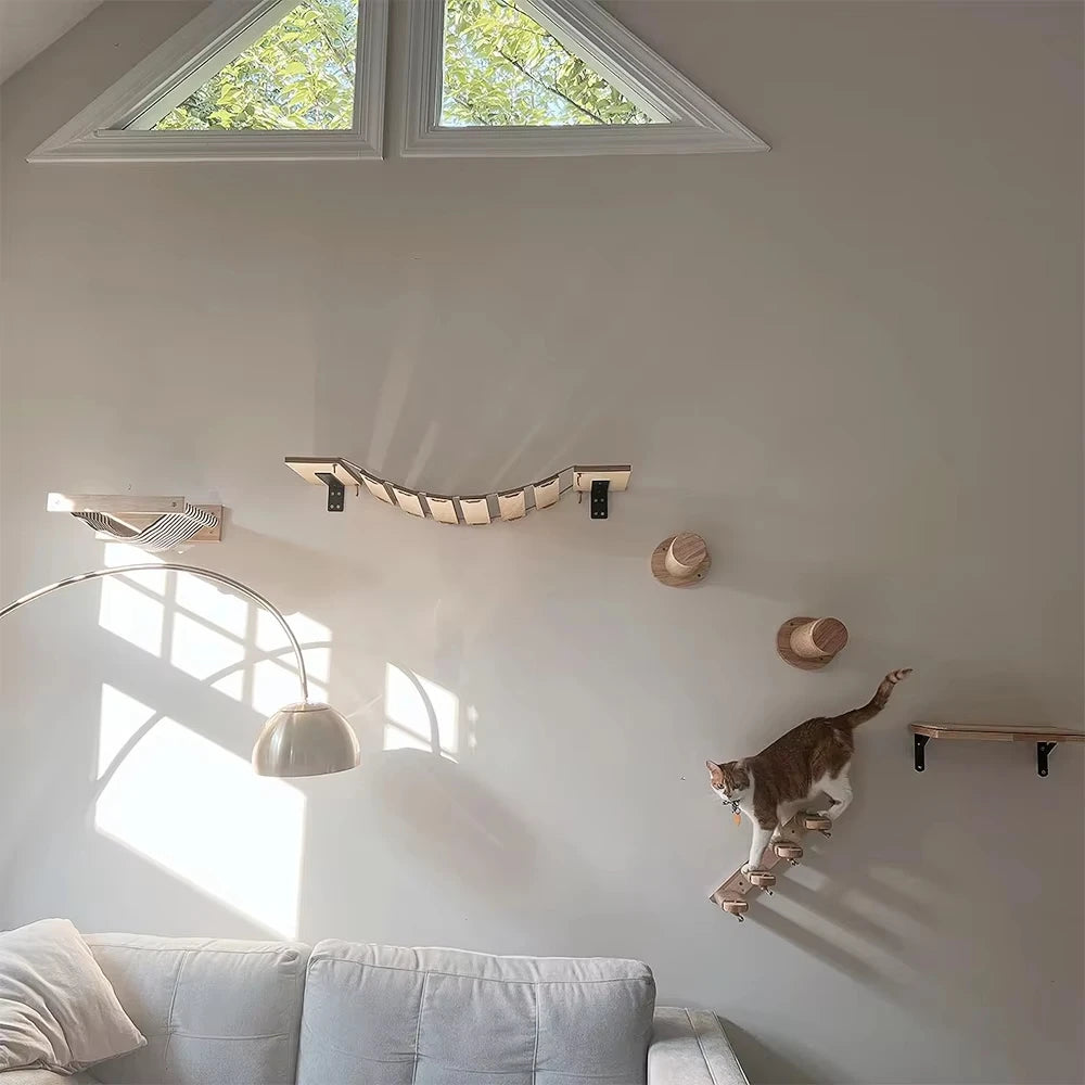 Wall-Mounted Cat Climbing Shelves for Exercise and Napping