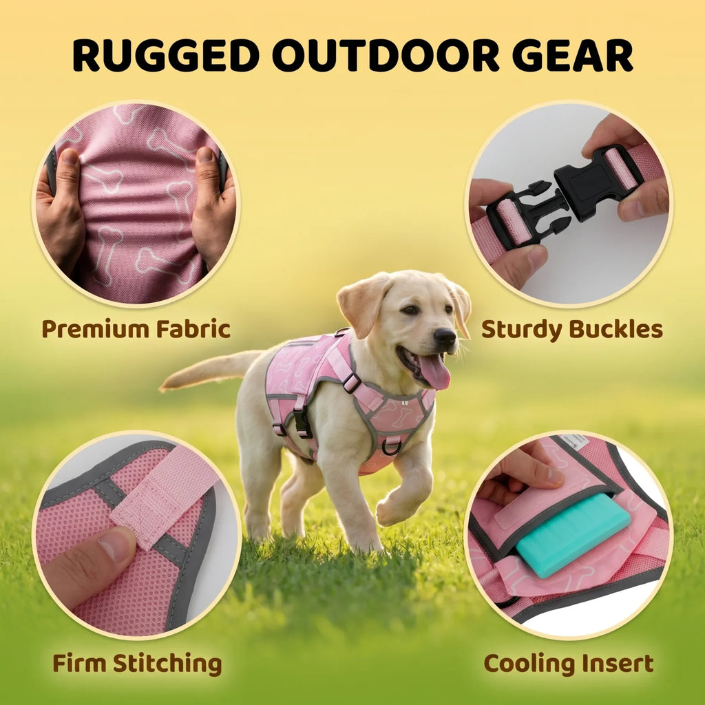 Dog Cooling Vest Harness with Freezer Packs for Hot Weather Walks