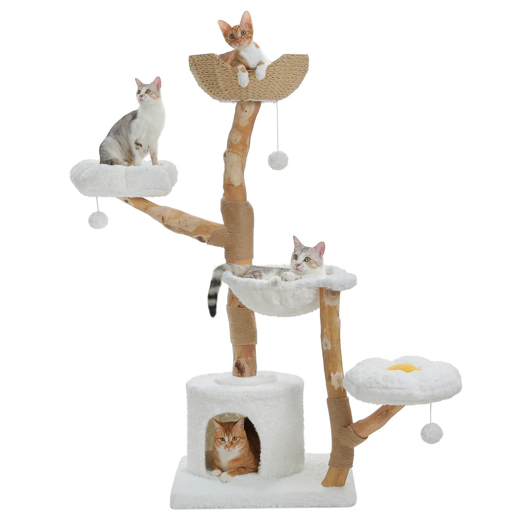 Multi-Level Indoor Cat Tower with Scratching Post and Cozy Den