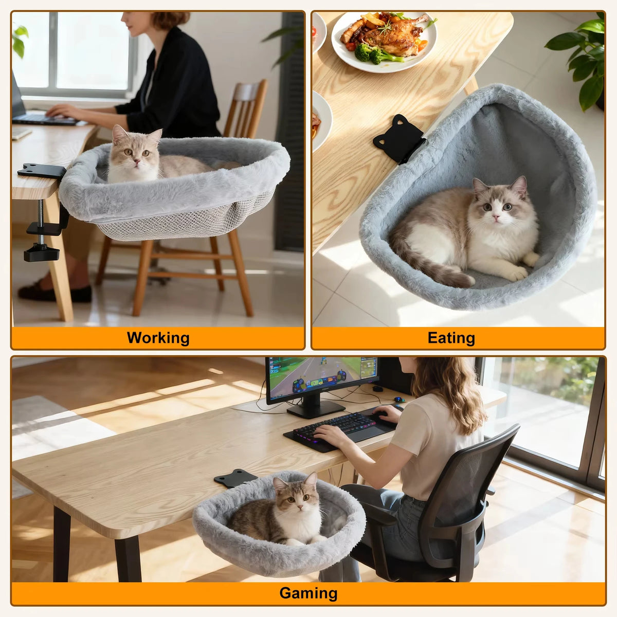 Foldable Sunken Cat Desk Bed for Home Office Cats