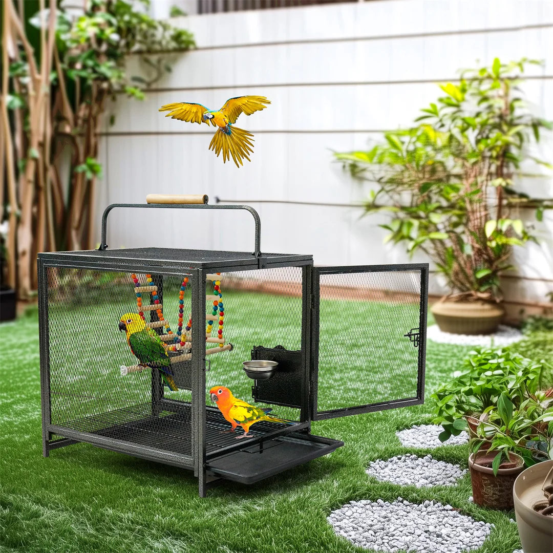 Portable Bird Cage Playpen With Swing Toys and Feeding Bowls