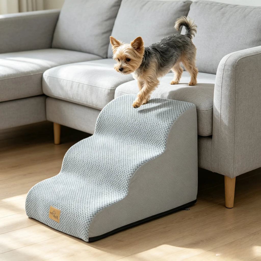Curved Dog Stairs with Removable Cover for Sofa and Bed