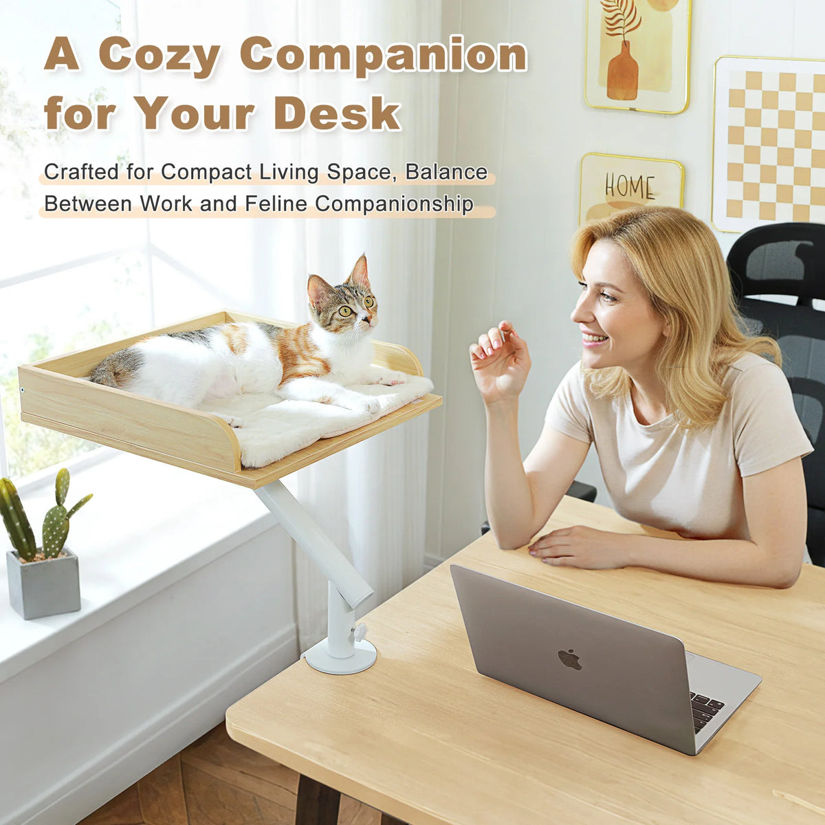 360° Rotatable Cat Desk Bed with Adjustable Clamp Mount