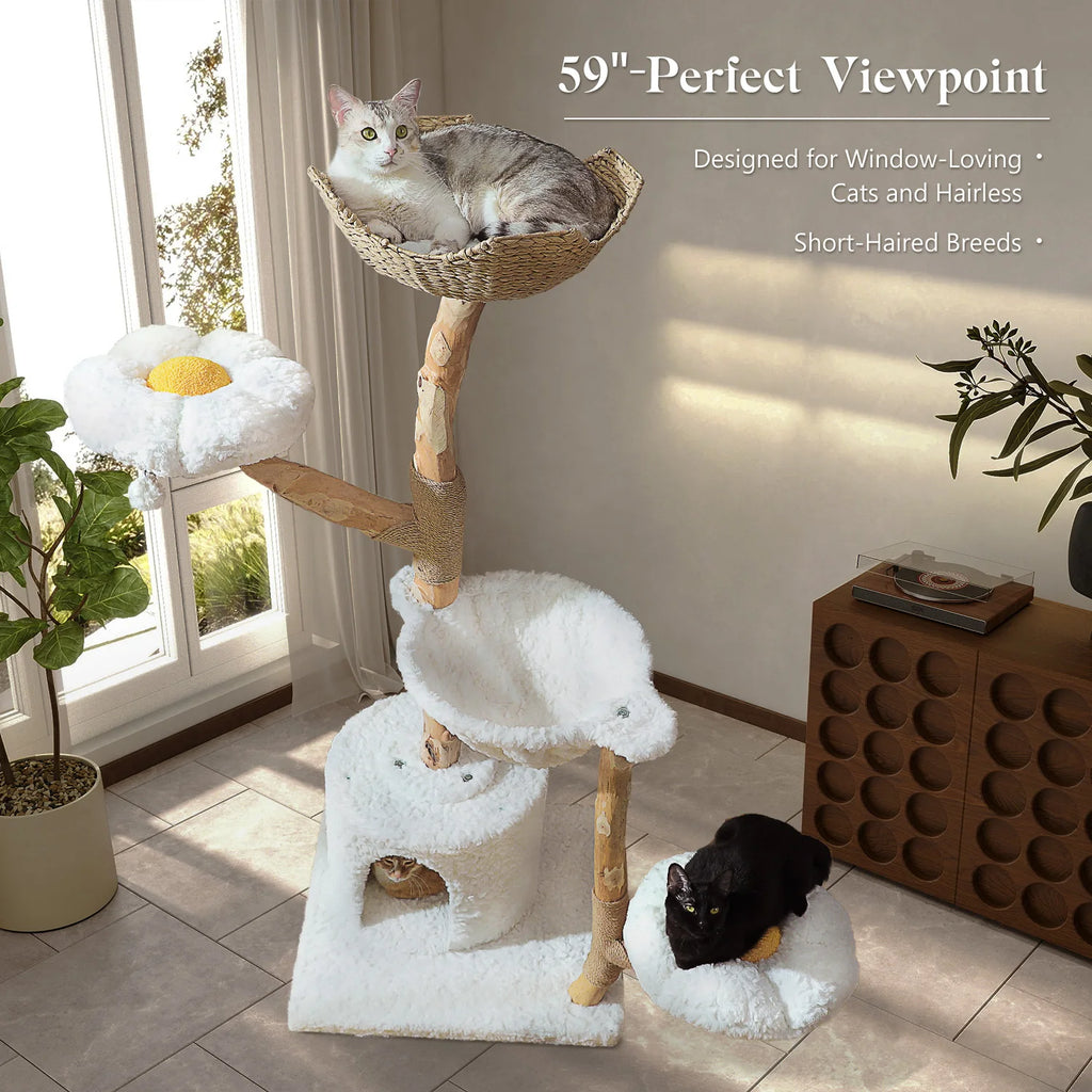 Multi-Level Indoor Cat Tower with Scratching Post and Cozy Den