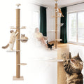 Adjustable Floor-to-Ceiling Cat Tree with Four Levels and Hammock